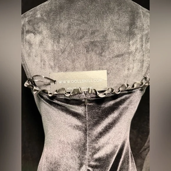 Dolls Kill Black Velvet Mini Dress - Picture 7 of 7